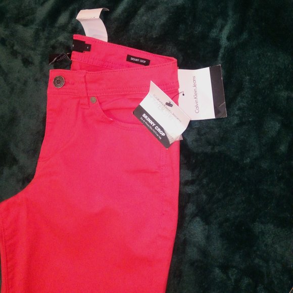 Calvin Klein Jeans Power Stretch Skinny Crop Pedal Pushers in Wildflower Sz 4 - Picture 9 of 10